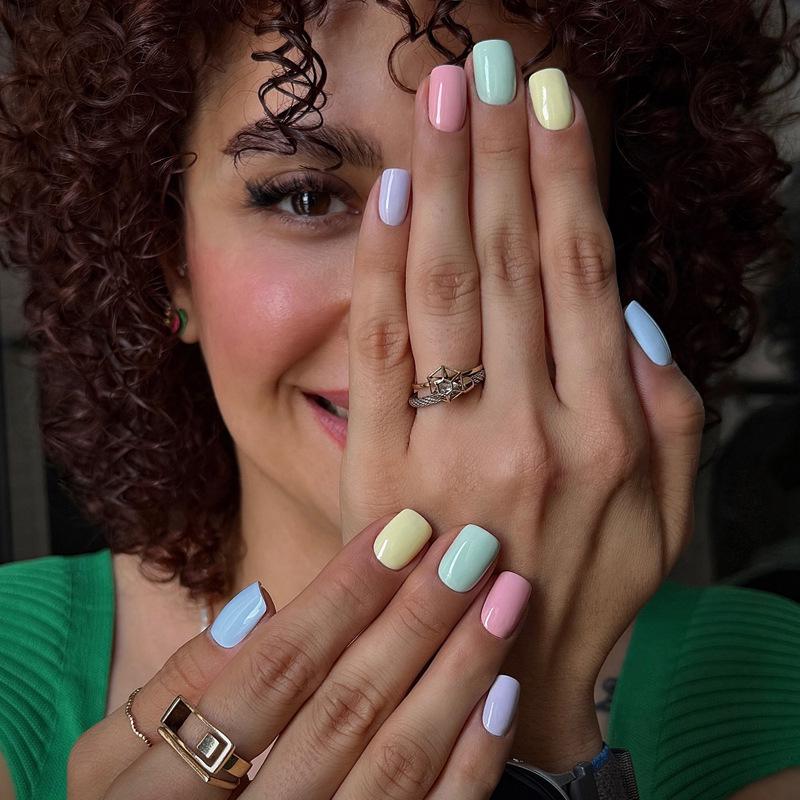 Европейские и американские градиентные персиковые балетные типсы для коротких ногтей