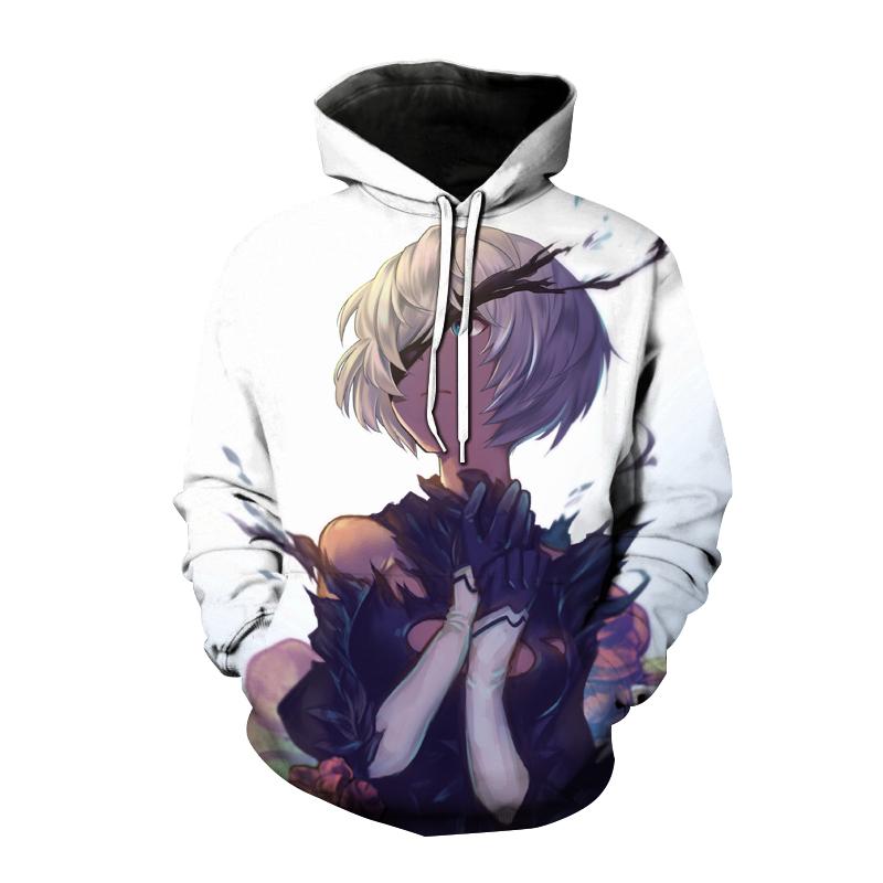 Толстовки с капюшоном Nier Automata, толстовка с 3D принтом аниме-игры для мужчин и женщин, модная толстовка большого размера, пуловер в стиле Харадзюку, пальто