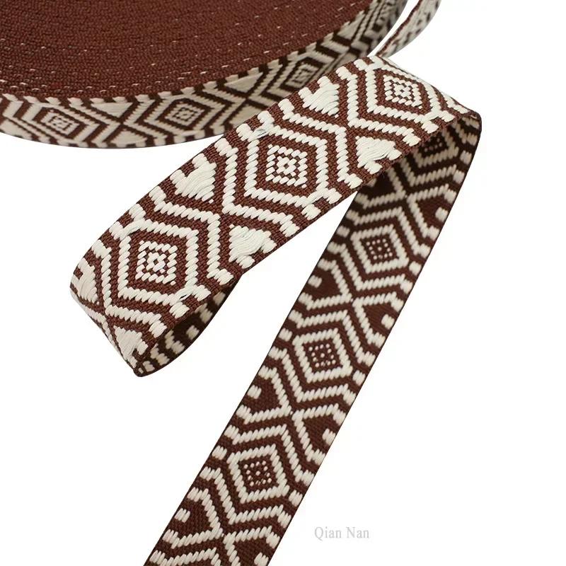 Meetee 2-10M 38мм Жаккардовая Полиэстер Хлопок Лента Стропа Ремень для Сумки Холщовой Декоративная Косая Лента Аксессуары для Шитья