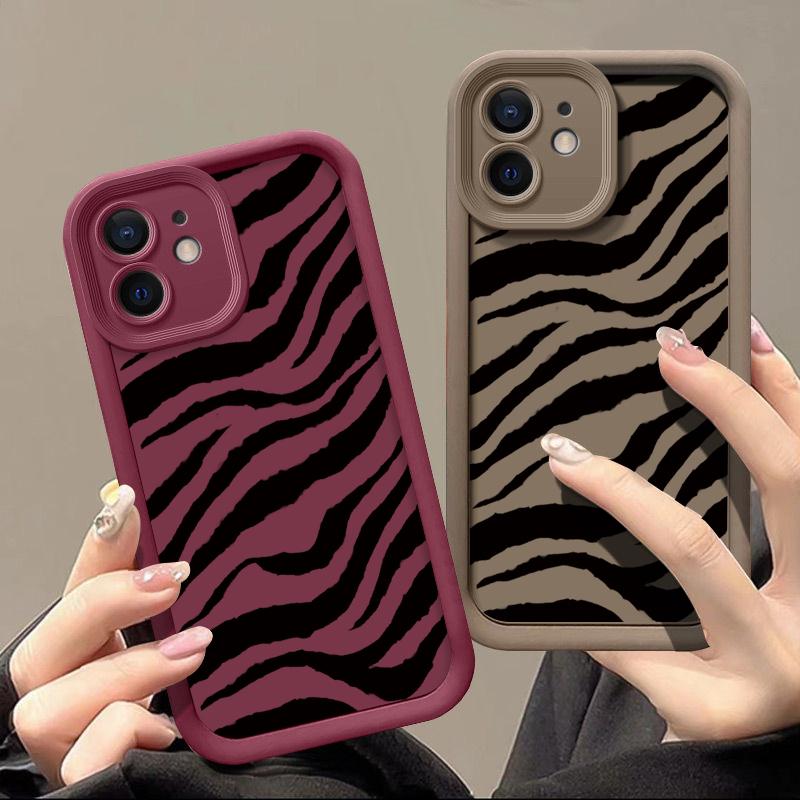 Чехол Zebra-Stripe для iPhone 16 Pro Max 15 Pro 14 Plus 13 12 11 Xr Xs X 8 7 противоударный мягкий защитный чехол для линз из ТПУ