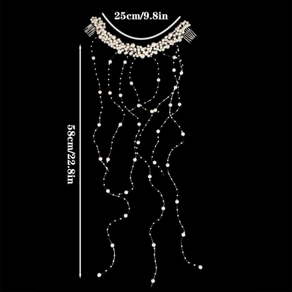 Elegant Pearl Tassels Hair Accessories Romantic Wedding Hair Piece Banquet Event