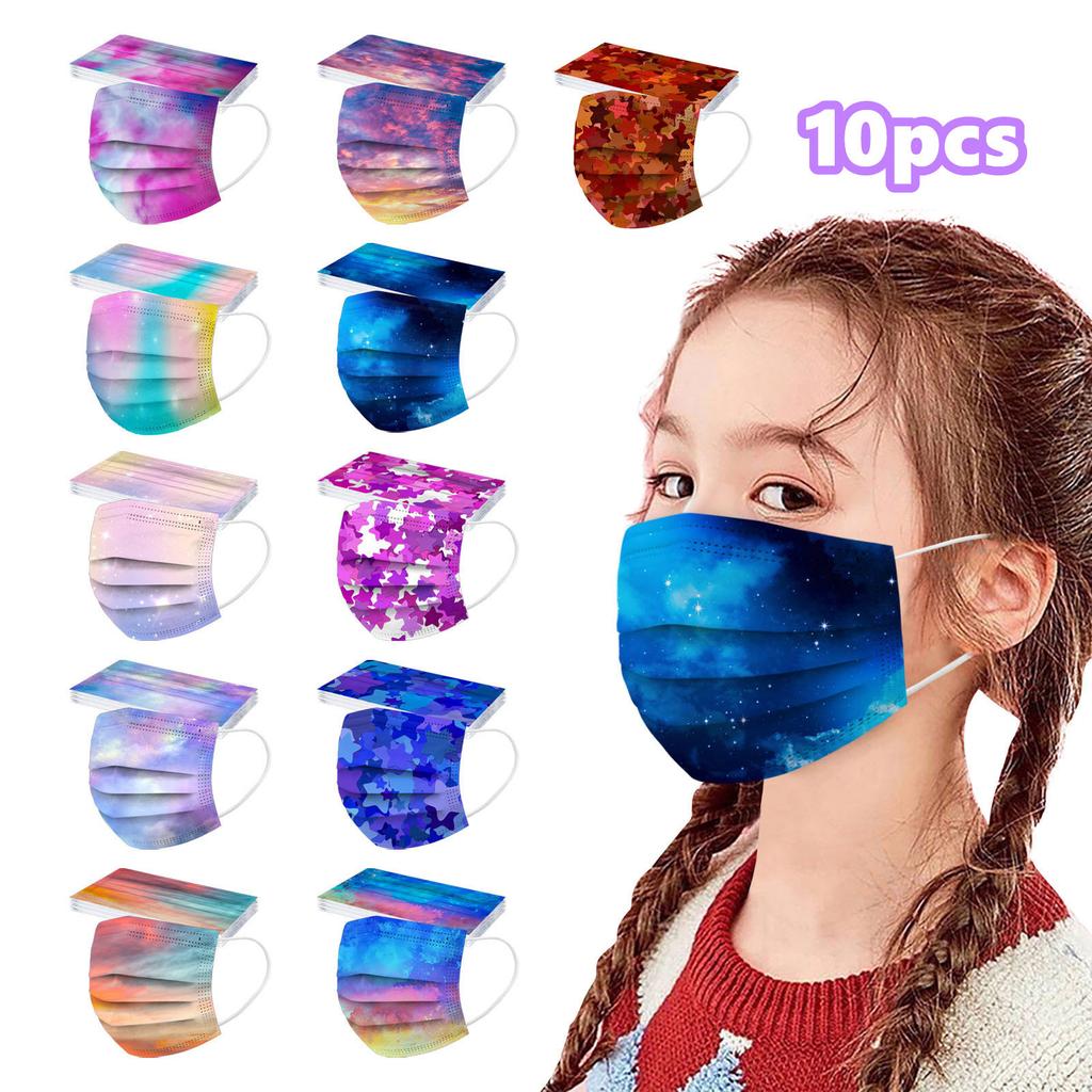 Children's Disposable Tie-dye Starry-sky Printed Mask Disposable Face Mask Ear Loop Mask 10PCS
