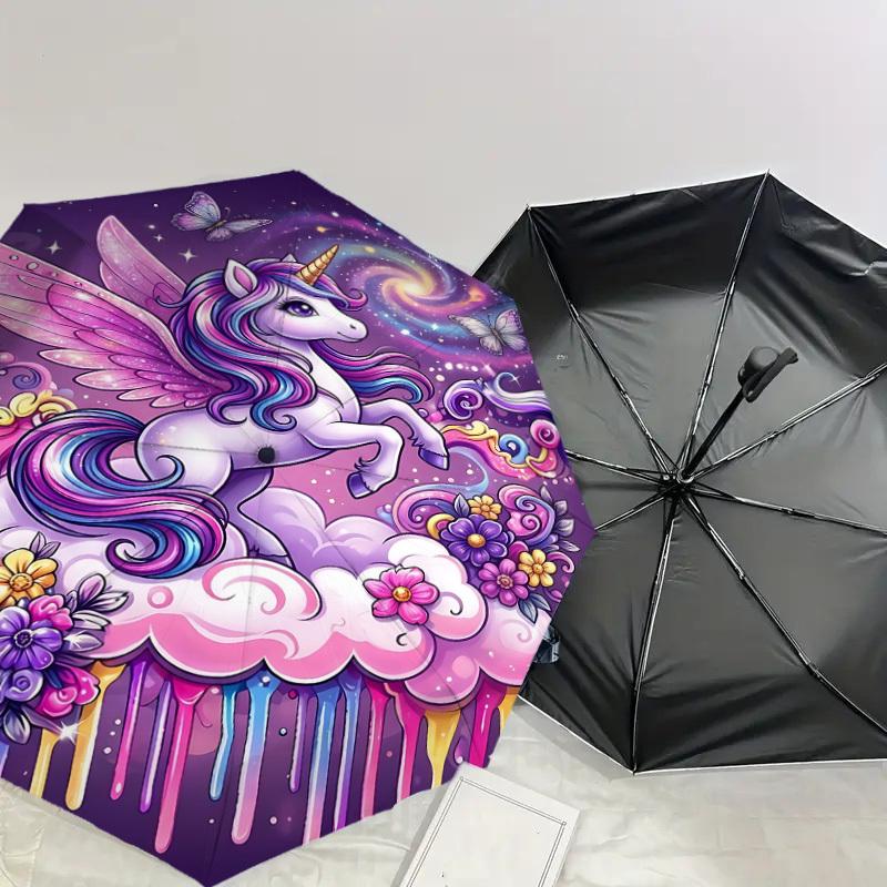1PC Unicorn Umbrella-8-Rib Reinforced, Automatic Open, Lightweight & Durable, Fashion Accessory for Outdoor, J0387
