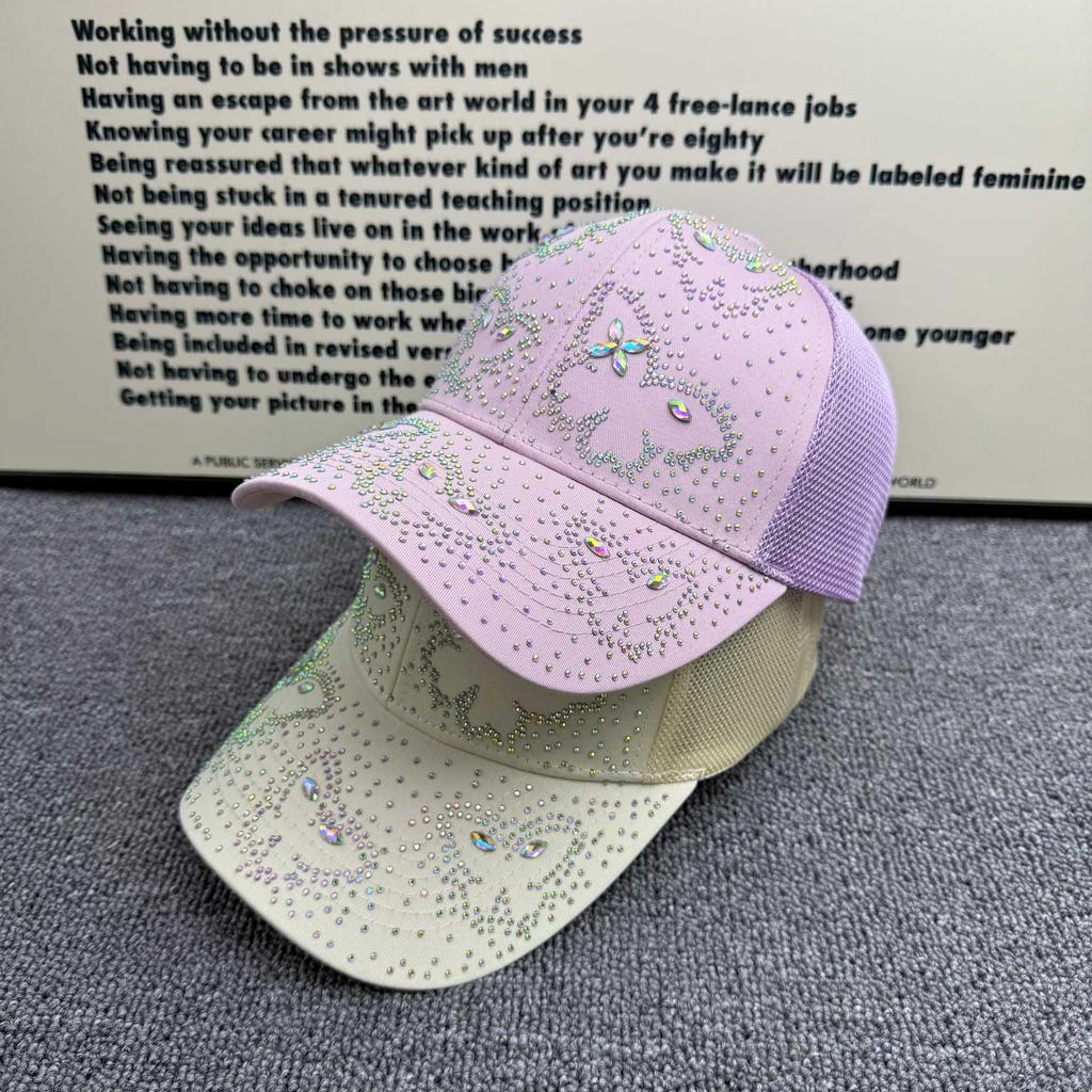 Light luxury gypsy star flash diamond baseball cap summer mesh breathable anti-ultraviolet face small versatile cap