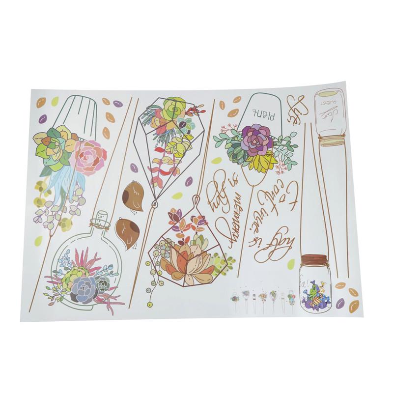 Креативные цветочные растения, хлорофитум, съемные наклейки на стену, декоративная наклейка