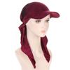 2025 Print Pre-Tied Hat Women Muslim Long Tail Headscarf Hijab Turban Visor Chemo Cap Bonnet Hair Loss Head Wrap Turbante Mujer