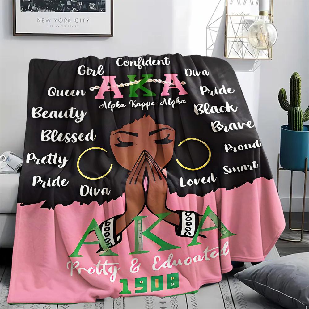 1Pc AKA Print Flannel Blanket, High quality Comfortable for All Seasons, Home Decor, Warmth and Comfort, Perfect for Christmas Gifts