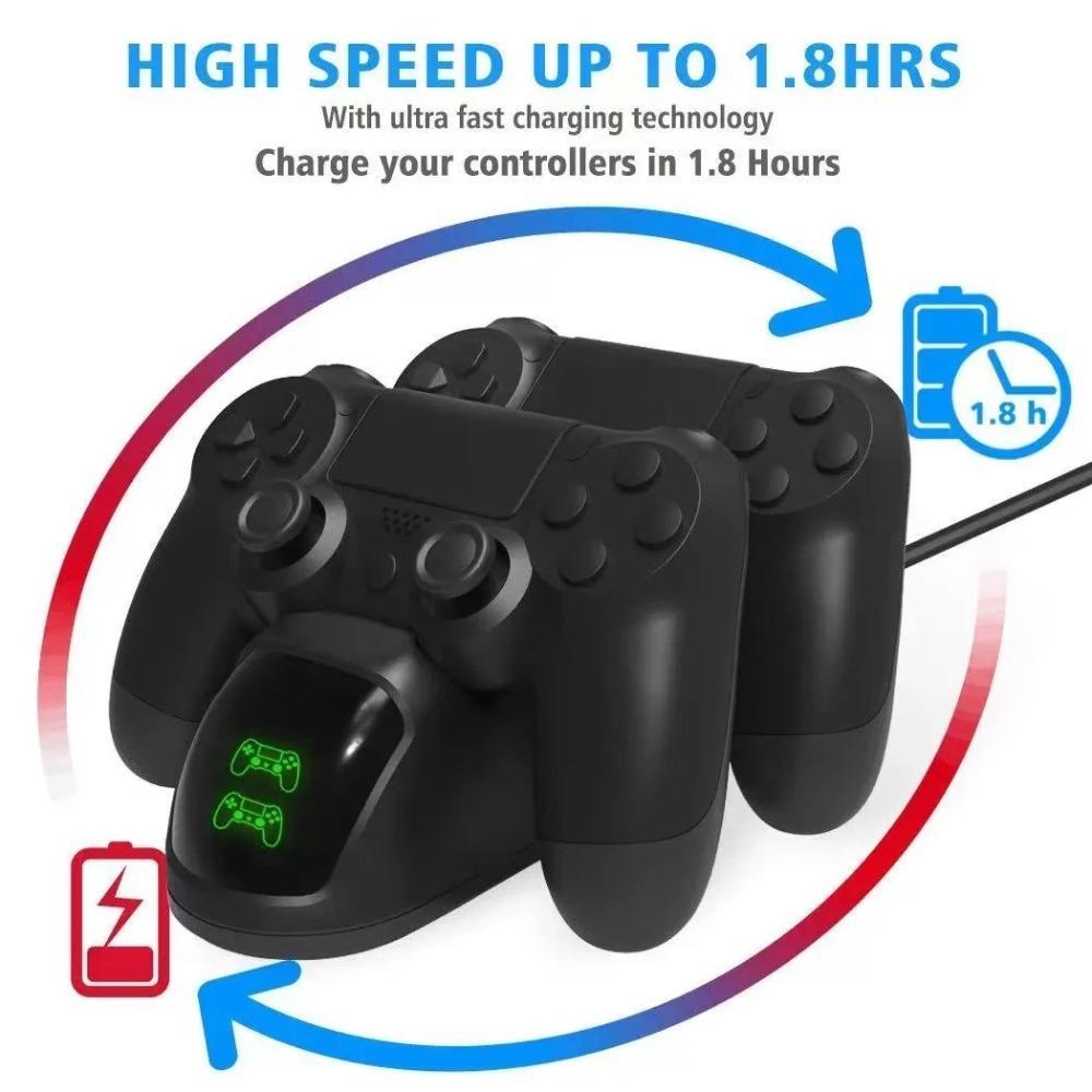 Зарядная станция для контроллера PS4/PS4 Slim/PS4 Pro, Двойная USB-станция для быстрой зарядки джойстиков, Подставка-зарядка, Зарядное устройство для геймпада с индикатором