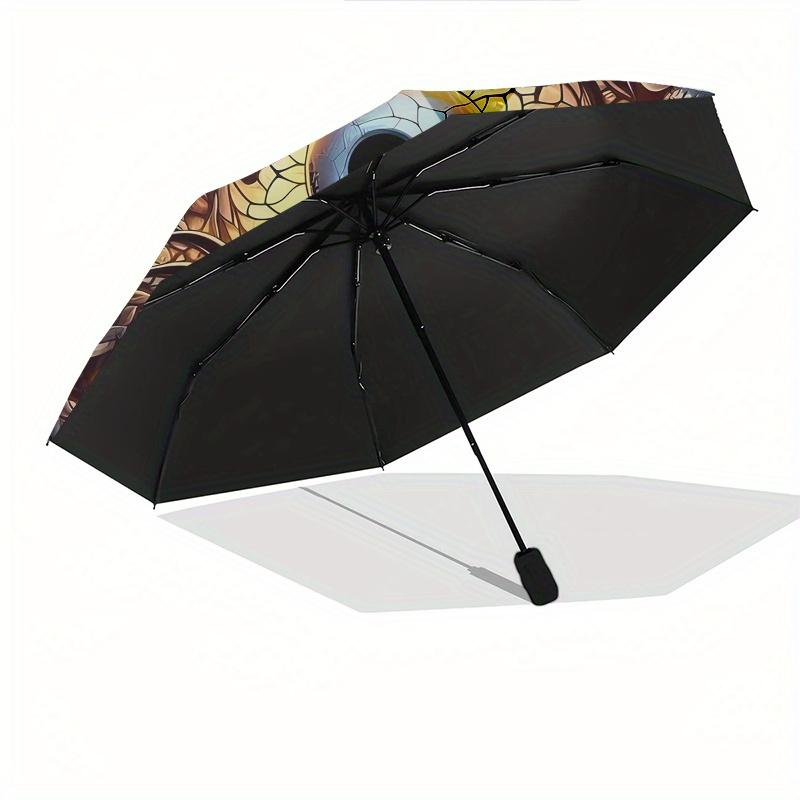 Jack Skellington, Sally Automatic Opening and Closing Umbrella - 8 Ribs Portable Folding Umbrella with Plastic Handle, Suitable for Leisure