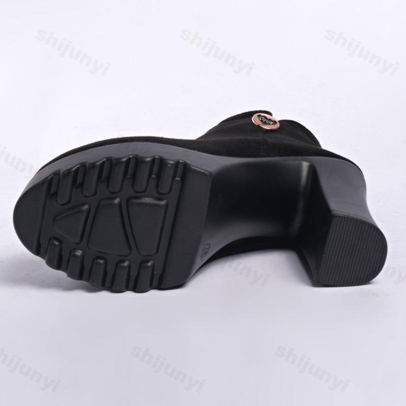 Осенние женские ботильоны на квадратном каблуке с молнией Повседневная женская обувь Кожаные ботинки Женские ботильоны на высоком каблуке Модные женские ботинки Botas Mujer