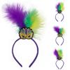 Аксессуары для костюма на карнавальный бал: Трехцветная повязка на голову с перьями и пайетками