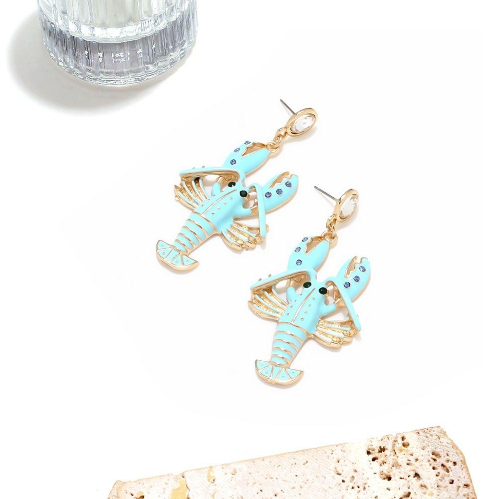 Vintage Lobster Earrings Creative Bohemian Dangle Earring Cute Enamel Stud Earrings Gift