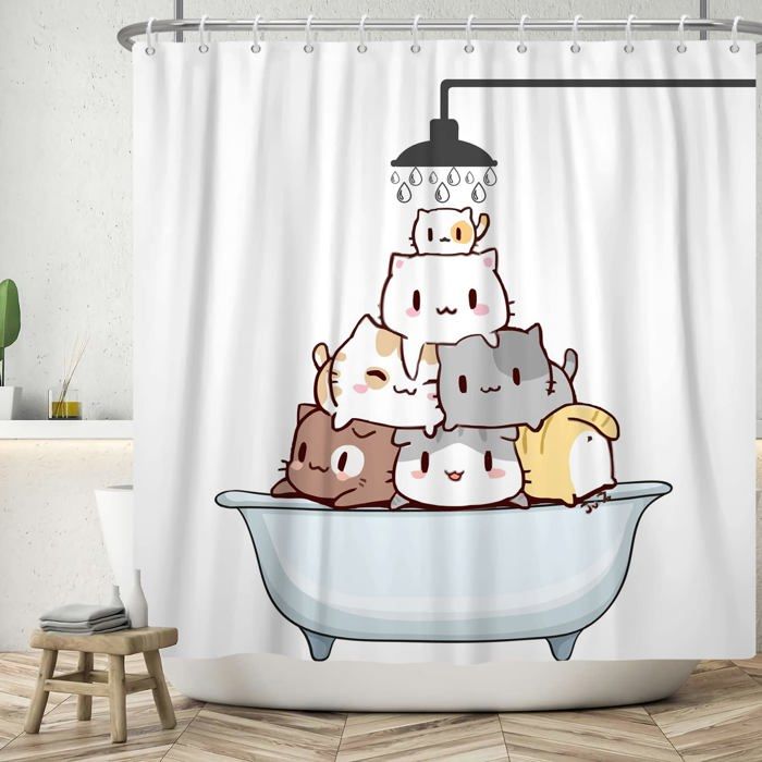 Rideau de douche imperméable AIMOONSA 180×180 cm blanc - lavable, 1 pièce