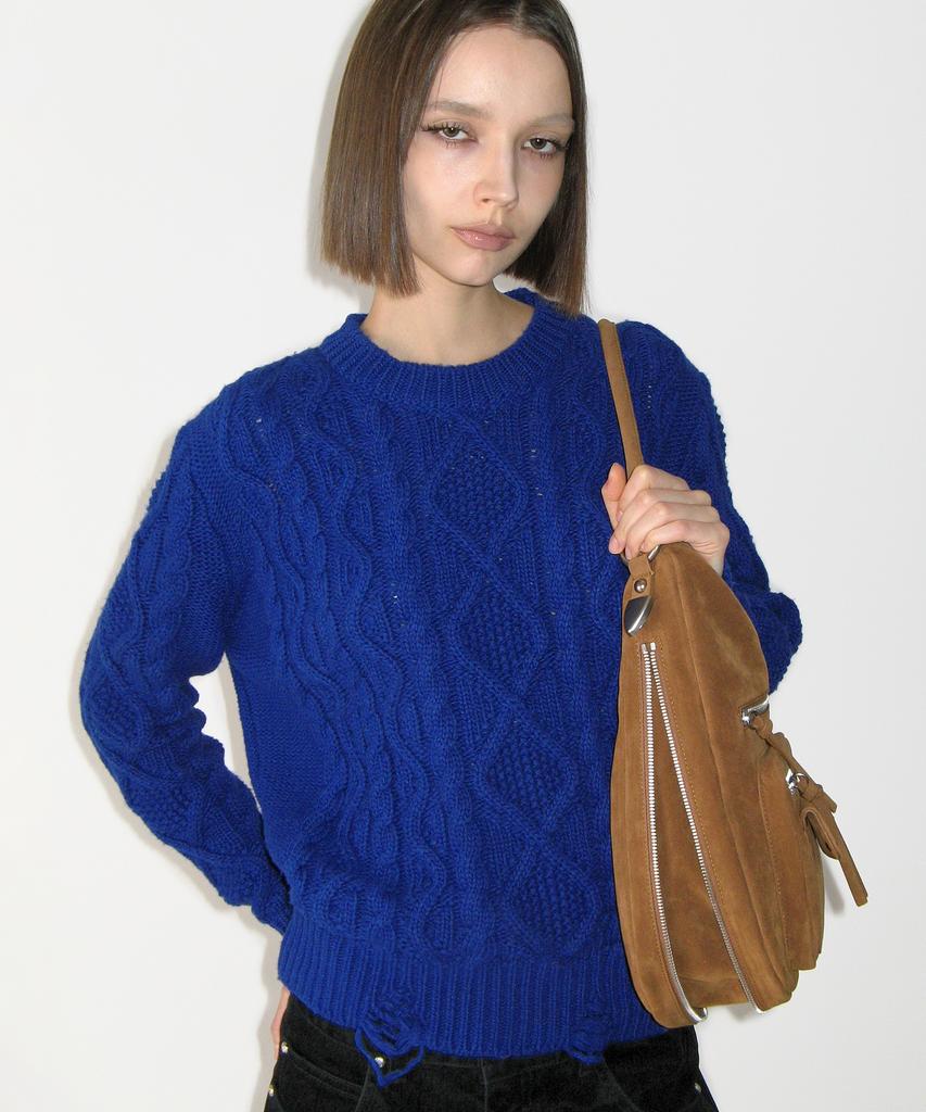 SUNBURNPROJECT Damaged Cable Wool Knit, Blue