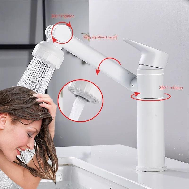 Multifunctional Basin Faucet High And Low Faucet Bathtub 360° Swivel Single Handle Sink Faucet Hot And Cold Bathroom Faucet