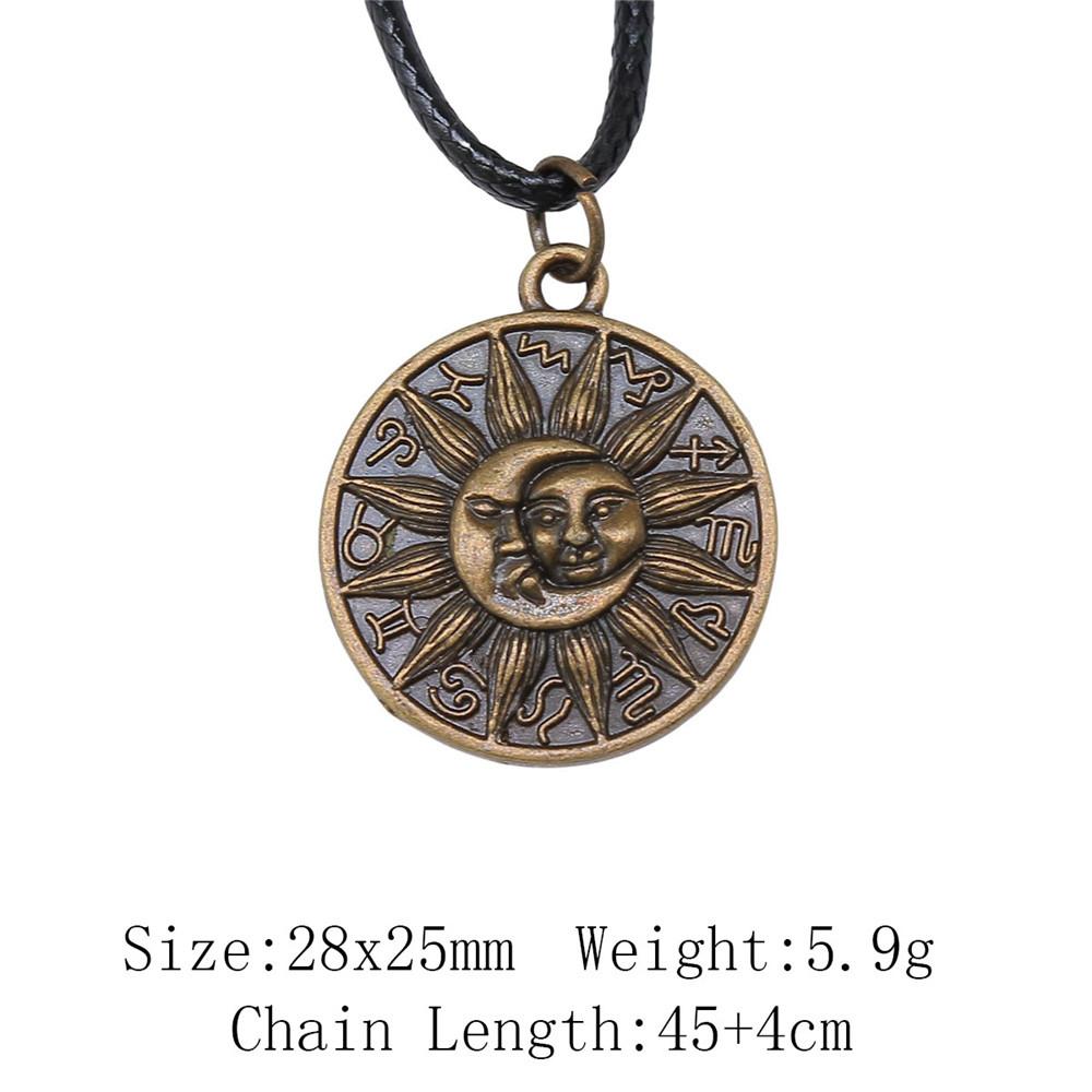 Birthday Gifts Choker Sun Moon Pentagram Necklace Leather Chain 45cm Art Supplies Neck Pendants
