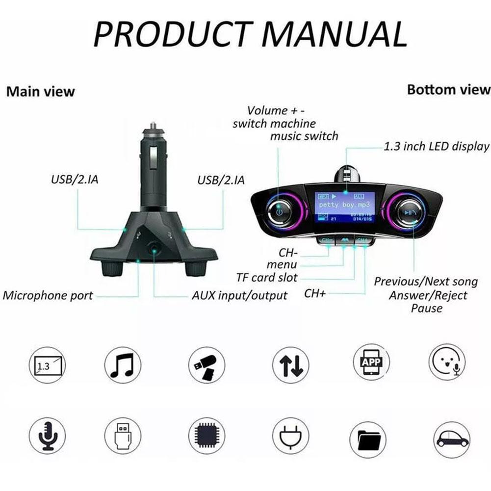 Беспроводной Bluetooth 4.0 Автомобильный MP3-плеер FM-передатчик AUX Аудиоприемник TF USB Flash Музыкальные плееры Двойное зарядное устройство USB
