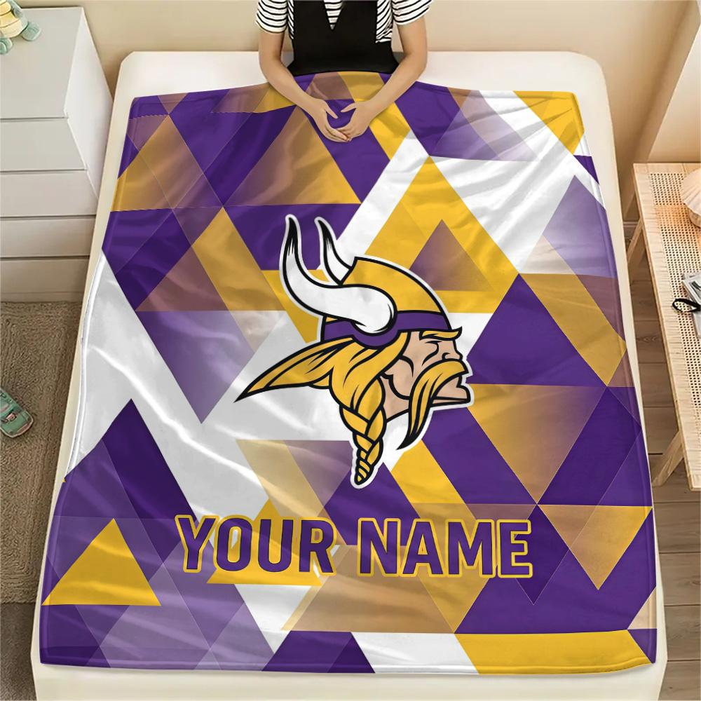Custom Name Minnesota Vikings Flannel Blanket, High quality Comfortable for All Seasons, Home Decor, Warmth and Comfort