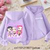 2025 New Purple Jacket Boys' and Girls' Sportswear Children's Top Hoodie KPop Devil Hunter Zipper Hoodie