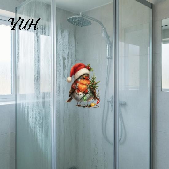 Decorative Glass Film for Home Christmas Bird Static Window Stickers, PVC Waterproof Decals Creative Holiday Gift Friends Doors, Removable Stickers
