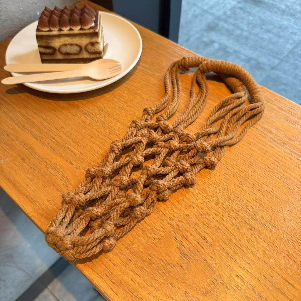 Handmade Macrame Water Bottle Holder Mesh Net Bag Portable Coffee Cup Carrier Sleeve