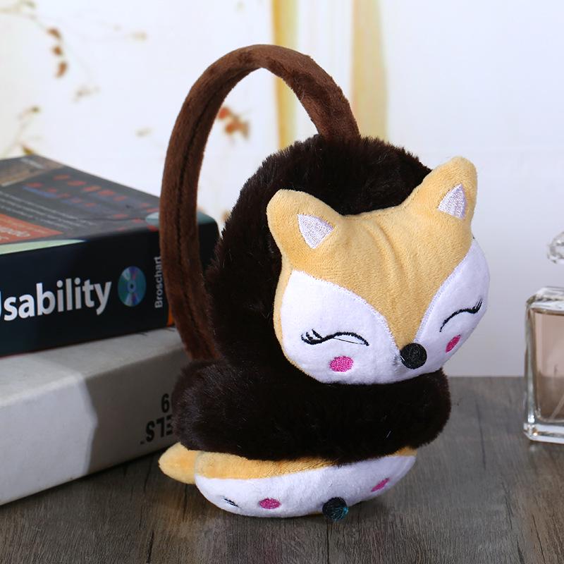 Cartoon Fox Warm Earmuff Plush Thick Soft Adjustable Ear Cover for Kids Kawaii Headband Earflap Winter Outdoor Warmer Headphones