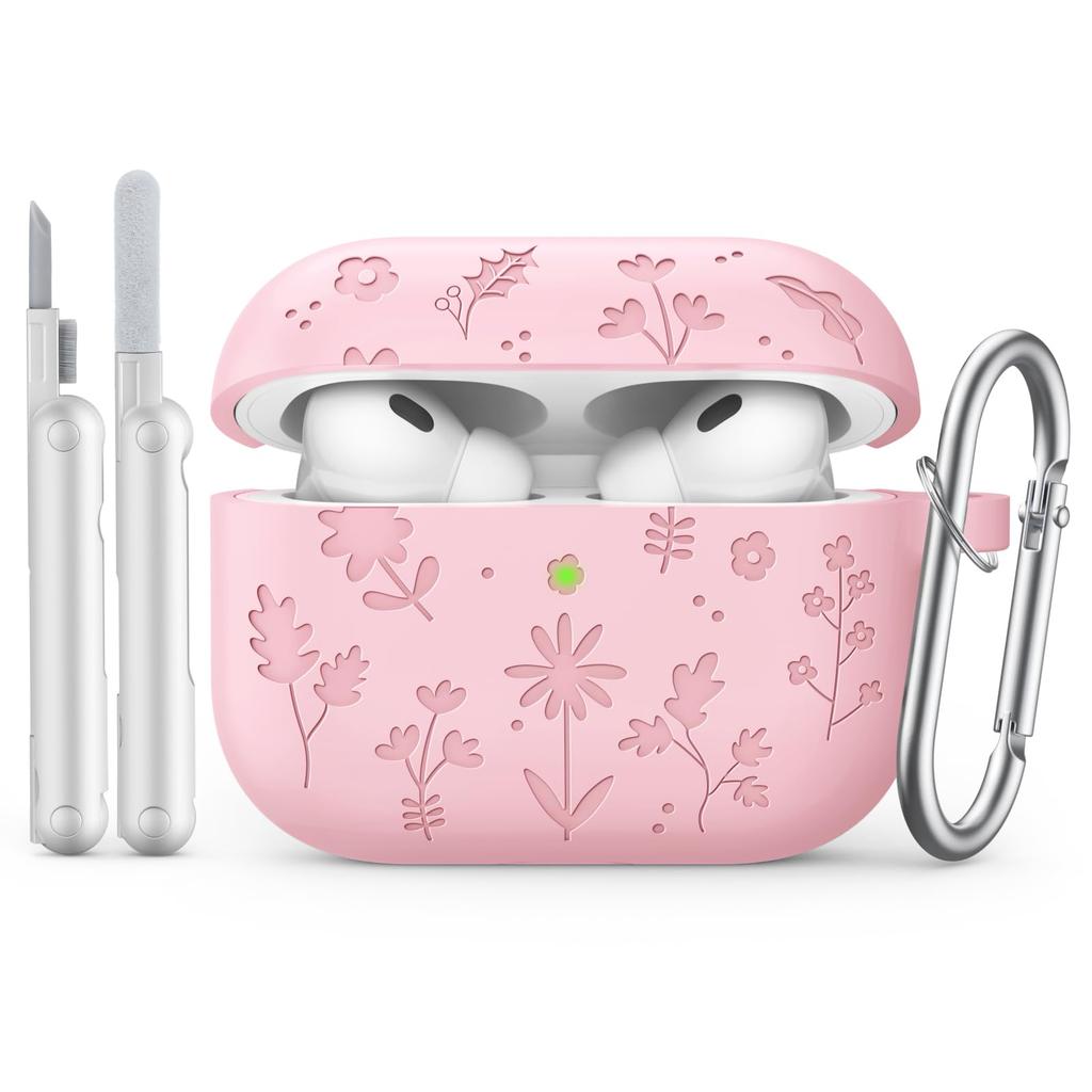 Для AirPods Pro 3 Милый защитный чехол с гравировкой цветка Мягкий силиконовый чехол с полной защитой Противоударный чехол против царапин для AirPods Pro 3