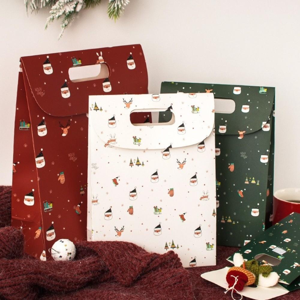 3Pcs Flip Cover Wrapping Paper Bag Paper Candy Pack Bag New Xmas Gift Box Christmas