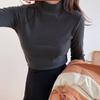 Женский бархатный термотоп со средней горловиной - двусторонний начес Cationic, полувысокий воротник, плюс бархат для осени/зимы