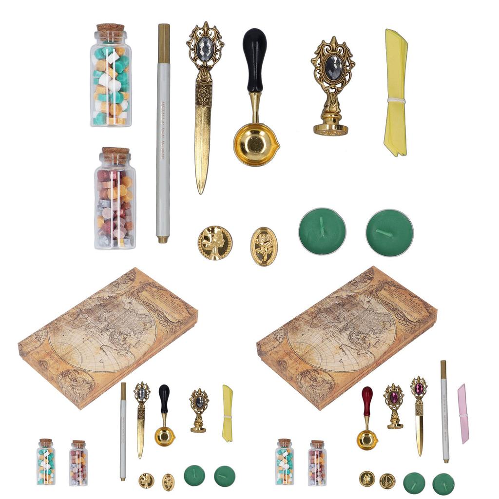 Набор восковых штампов в европейском стиле в стиле ретро, конверты для ручной работы, набор для запечатывания воска огнестойкой краской, подарок 