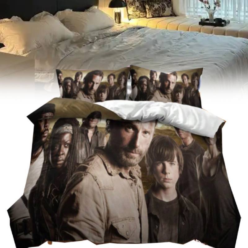 Walking Dead The Series Printed Duvet Cover Pillowcase Bedding Three Piece Set