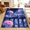 1PC Moonlit roses fence relaxed cat Carpet for Living Room Bedroom Sofa Home Decor Rus Non-slip Floor Mat Luxury Gift