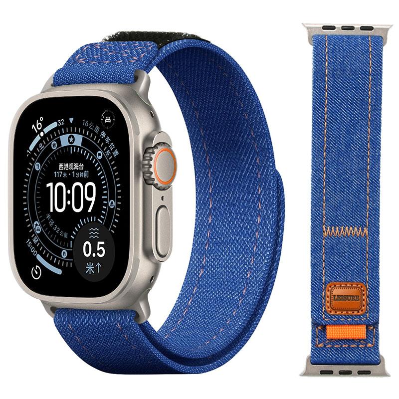 Джинсовый Нейлоновый Ремешок Для Apple Watch Ultra 3-2-1 49мм 11 10 46мм 42мм Плетеный Браслет iWatch 9 8 7 6 5 4 SE 45мм 44мм 41/40мм Ремешок
