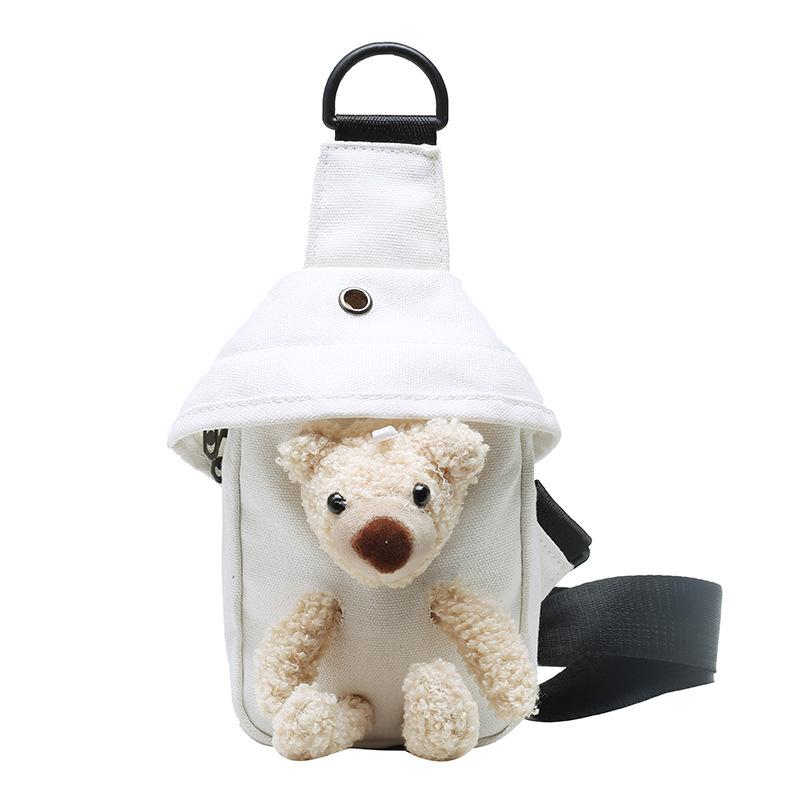 Girls bag 2020 new bear bag canvas breast bag Internet celebrity cute student messenger bag personalized fanny pack tide