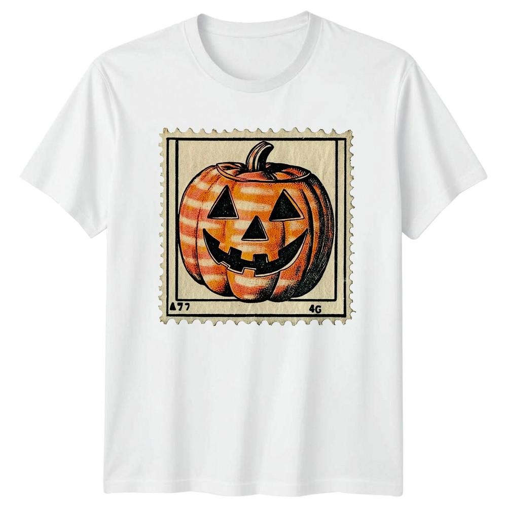 Jack O Lantern Halloween Holidays Unisexs TShirt Unisexs Tee Vintage Stamp Graphic