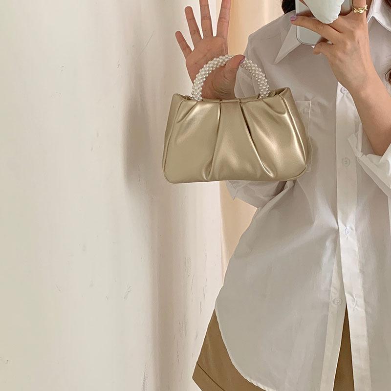 Высококачественная французская плиссированная жемчужная сумка - нежная сумка-облако через плечо для женщин