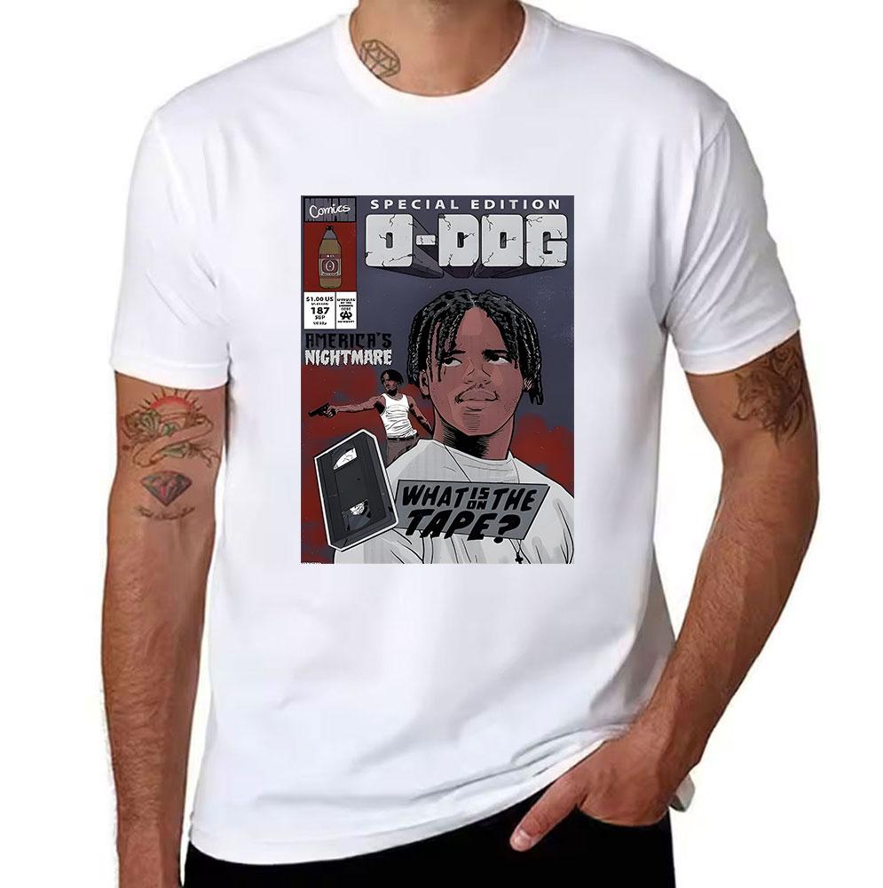 Unisexs Pure Cotton Tshirt Special Edition QDog Americas Nightmare Graphic Print Tee Whats on the Tape Hip Hop Style Top for D