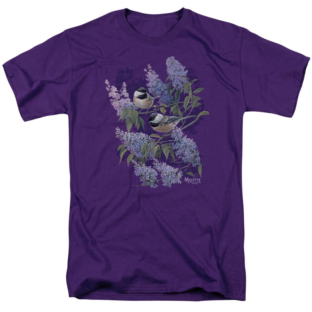 Wild Wings Chickadees And Lilacs T-Shirt to 4X