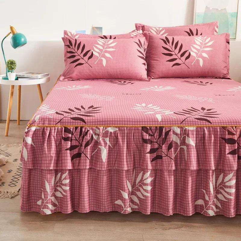 Покрывало для кровати в пасторальном стиле colchas de cama matrimonial Двойная кружевная юбка для кровати King Bedsheets Skirts (наволочку нужно заказать)