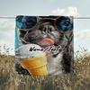 1PC Custom Name Frenchie Ice Cream Fun outdooor Flannel blankets Throw Blanket All-Season Throw Gift Bedspread for Couch, Bed, Camping Holiday Birthda