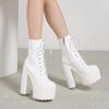 White Martin Boots Female New Bar Singer Performance Super High Heel Stage Thick Heel Muffin Thick Sole Thin Boots