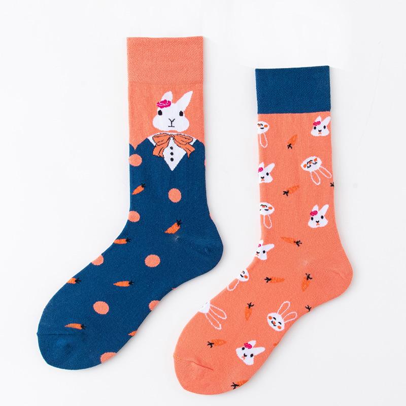 REMOULD Women Fashion Designer Mismatching AB Socks High Quality for Girls Art Crazy Socks With Print Pattern Fancy Cool