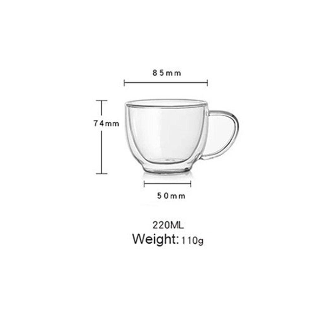 2 шт., стеклянная чашка с двойными стенками, чашки для пива, кофе, в форме сердца, термостойкая, противоожоговая ручка, кружка для напитков, чайные кружки, прозрачная посуда для напитков
