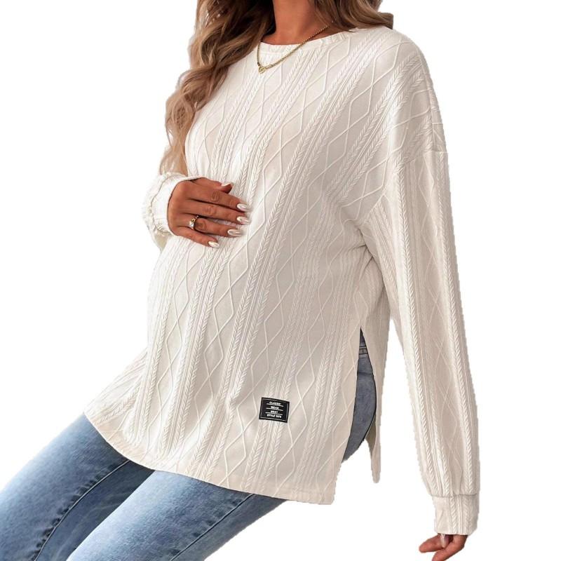 Maternity Long Sleeve T-Shirt Round Neck Loose Fit Comfortable Top Pregnant Women 2025