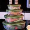 4 шт. Пластиковые контейнеры для хранения продуктов с крышками, безопасные для микроволновой печи, ланч-боксы для кухни