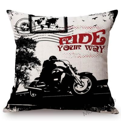 Retro Motorcycle Poster Art Letter Print Ride Your Way Home Decoration Throw Pillow Case Vintage Motor Bike Sofa Cushion Cover