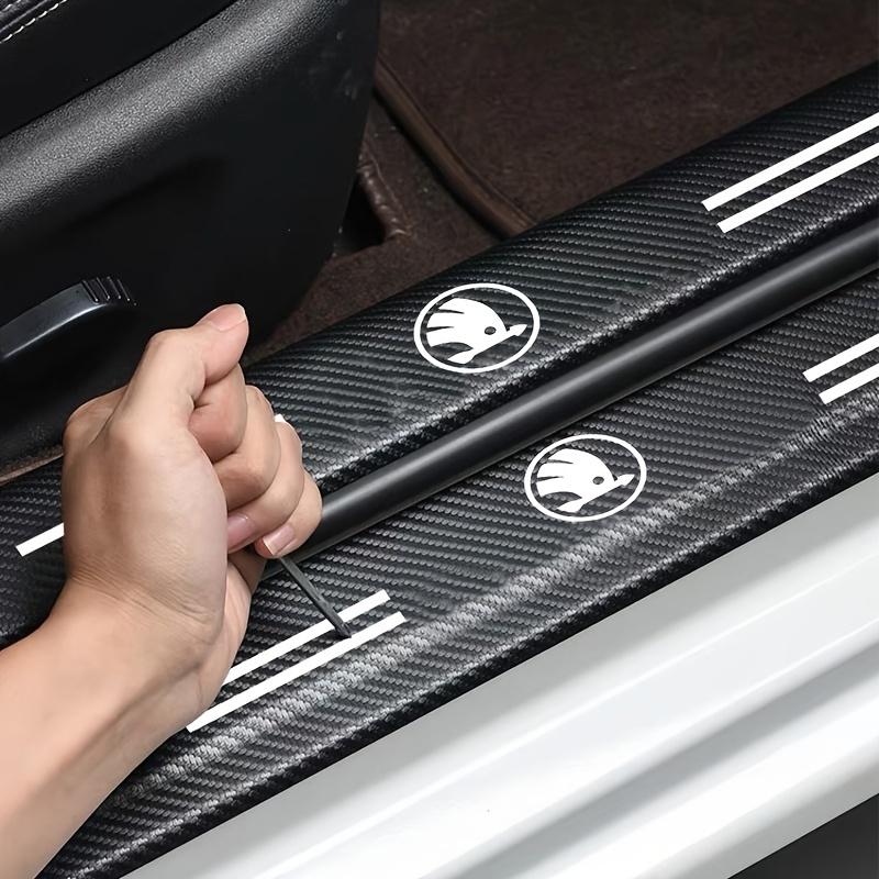 9PCS Car Door Sills Guards Stickers Film Anti Scratch Carbon Fiber Protector Scuff Pedal Cover Auto Accessories