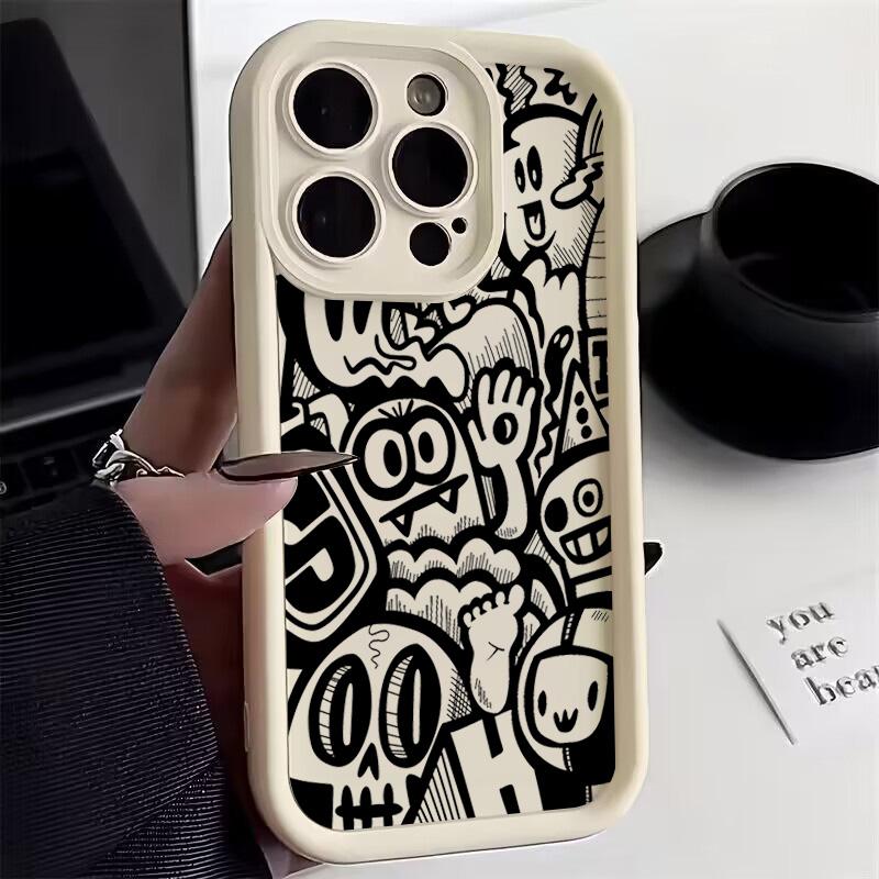 Черный чехол с граффити для телефона Xiaomi 14T Pro 13 12 11 Lite 5G 14 13T 12T Poco F6 F5 X6 X5 X3 M6 Pro 4G Силиконовый противоударный чехол