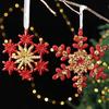 Glitter Sequined Christmas Ornament Red Snowflake/Butterfly/Star/Reindeer/Ballerina Hanging Decoration for Xmas Tree Doors Windows Walls Holiday Home