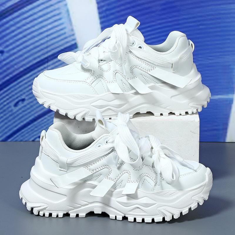 Модные женские повседневные спортивные туфли 2025 Осень Удобные Дышащие Нескользящие Уличные Кроссовки на Толстой Подошве Модная Вулканизированная Обувь